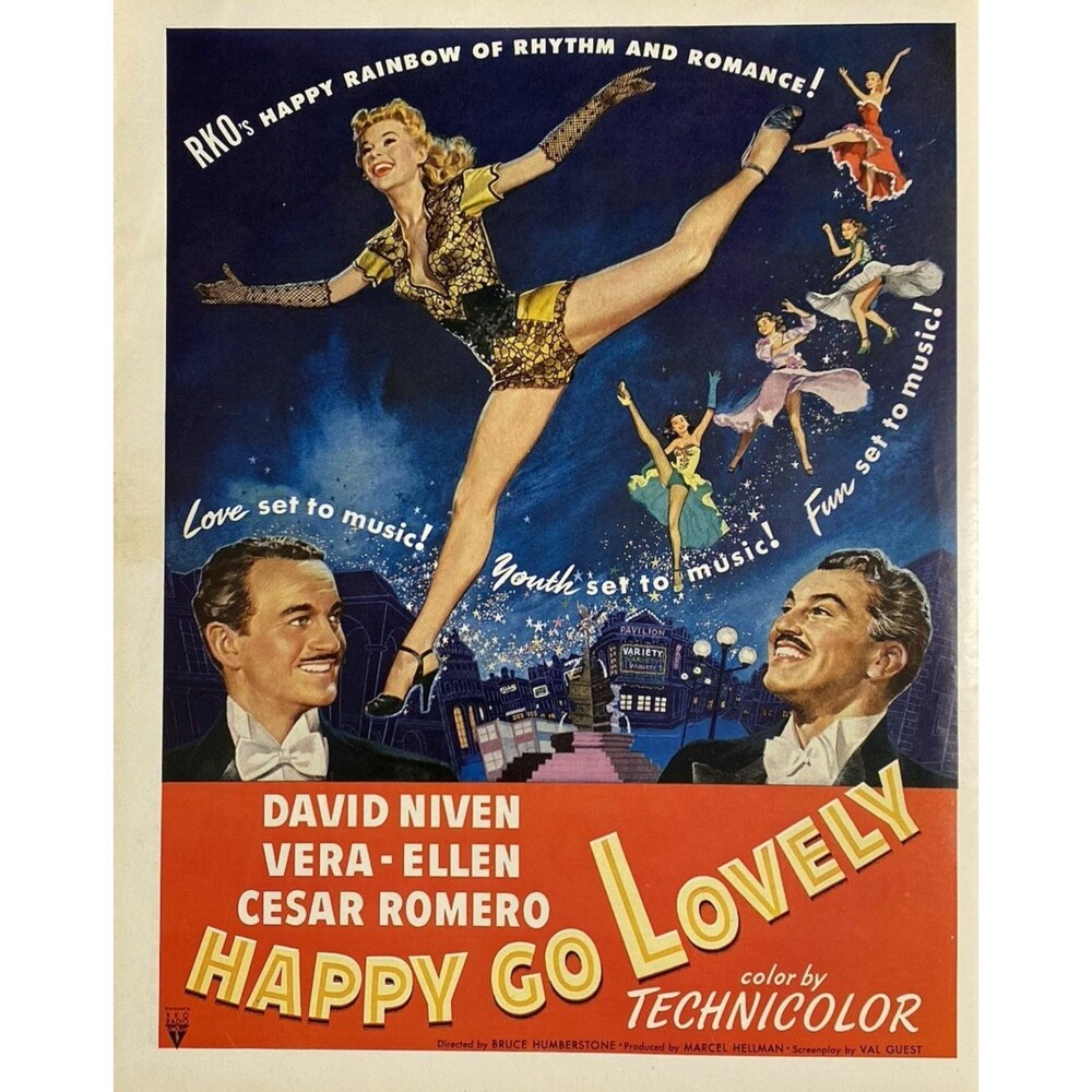 RKO Pictures "Happy Go Lovely" David Niven Vera-Ellen Cesar Ramero Print Ad '51